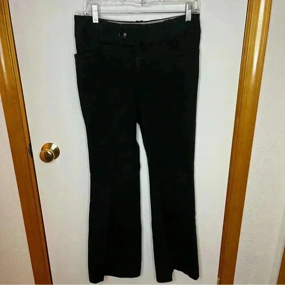 Banana Republic Martin Fit Trouser Pant Women 6 Black Wide Leg Stretch Low Rise - Picture 1 of 8